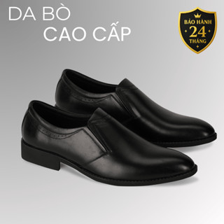 Giày lười nam da bò cao cấp đế khâu LuxWear màu đen bảo hành 24 tháng GS01