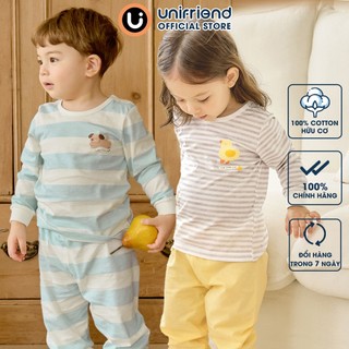  Đồ bộ quần áo ngủ dài tay dáng rộng cotton mỏng mùa thu đông bé trai bé gái Unifriend Hàn Quốc U2022-20. Size 1-10 tuổi 