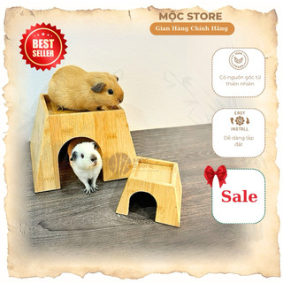 Nhà Ngủ Gỗ Tre Hamster Bọ Ú (Chuột lang) Thỏ Cảnh, Chất Liệu Gỗ Tre Cao Cấp