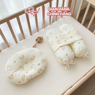 Bộ gối chặn Xô Royal chất liệu muslin cao cấp cố định tư thế ngủ giúp bé ngon giấc chống giật mình