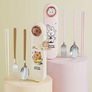  Bộ muỗng đũa cá nhân cute Set bộ thìa nĩa inox 304 cao cấp mang văn phòng đi học hộp có nắp đậy nhỏ gọn TM24 