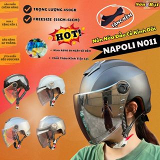 Mũ Nón Bảo Hiểm Nửa Đầu 1/2 NAPOLI N011 Có Kính Dài Tháo Lắp Tiện Lợi Thể Thao Đi Phố Cho Cả Nam Nữ Helmet [CHÍNH HÃNG]