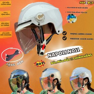 Mũ Nón Bảo Hiểm Nửa Đầu 1/2 NAPOLI N011 Màu Trắng Đen Có Kính Dài Tháo Lắp Tiện Lợi Nhẹ Helmet Cho Nam Nữ [CHÍNH HÃNG]