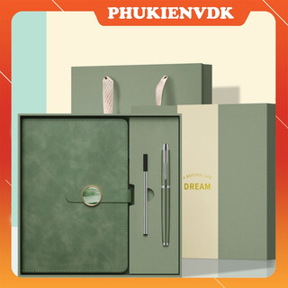  Bộ Quà Tặng Cao Cấp Sổ Tay Da Bút Ký Ngòi Bút Kèm Hộp Quà Túi Quà Nhiều Màu Sắc  W14 