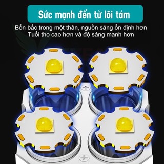 Đèn Pin Siêu Sáng Cầm Tay Chiếu Xa 4 Chế Độ Sáng Tiện Dụng, Có COB Đèn LED, Dùng pin Sạc ,Đèn Pin Mini 4 Bóng