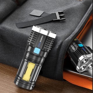 Đèn Pin Siêu Sáng Cầm Tay Chiếu Xa 4 Chế Độ Sáng Tiện Dụng, Có COB Đèn LED, Dùng pin Sạc ,Đèn Pin Mini 4 Bóng