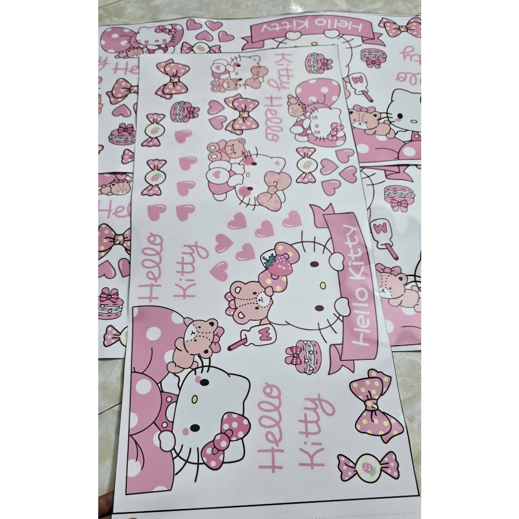 Tem dán decal hình Hello Kitty hàng chuẩn sắc nét  3 lớp xịn chống nước chống xước