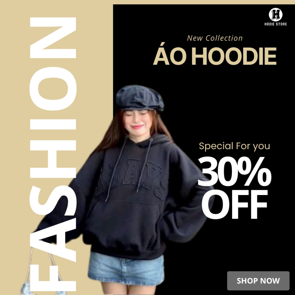 Hoodie Unisex Nỉ Mềm Form Rộng - Thêu Đắp Vải Chữ Nổi JJAYS Với Mũ 2 Lớp