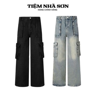 Quần Jean Túi Hộp Cargo Pant Ống Suông Cạp Cao Nam Nữ Chính Hãng Tiệm Nhà SƠN