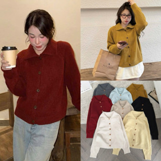  Áo khoác len cardigan cổ bẻ cúc gỗ basic style Hàn  hàng QC loại 1  