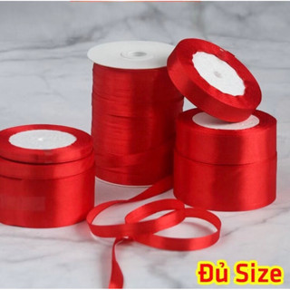 Dây Ruy Băng Lụa Màu Đỏ Cao Cấp 1cm, 2cm, 4cm Decor Trang Trí Treo Cây Đào Mai Tết 2026. Dải Lụa Gói Quà, Đồ Handmade