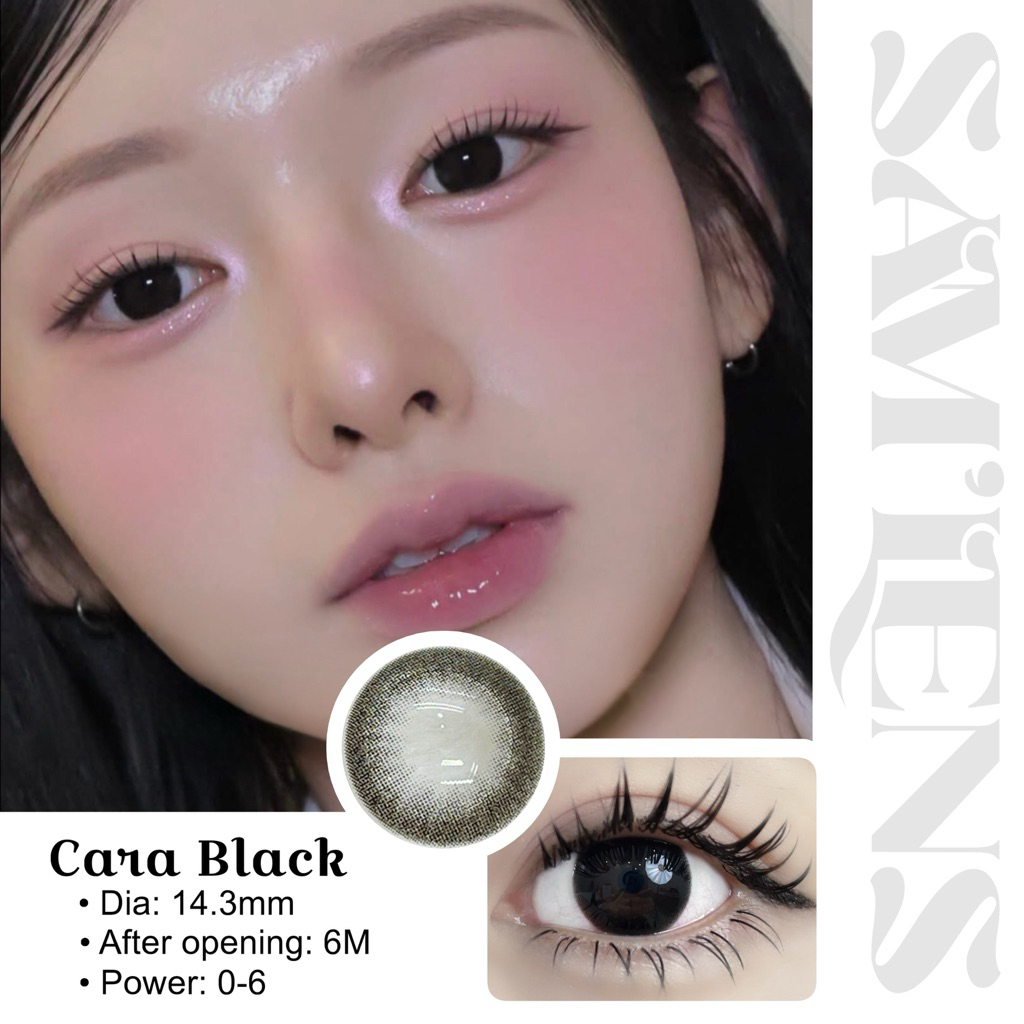 [SAM’LENS] lens đen ứng dụng Cara black - lens Hàn tự nhiên mở tròng -Queen Vision