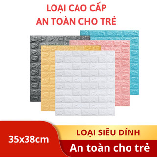  Miếng Dán Tường Xốp Giả Gạch 3D cách âm cách nhiệt ghép giả đá gỗ tắm trần nhà giá rẻ phòng khách ngủ 
