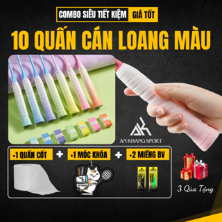  10 Quấn Cán Vợt Cầu Lông Tennis Pickleball Loang Màu  Tặng Kèm Quấn Cốt Móc Khóa Bảo Vệ Vợt  