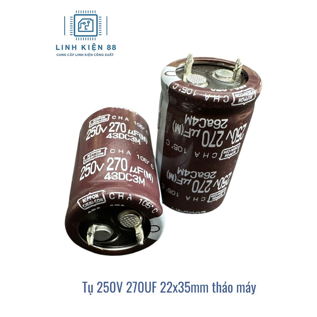 3 quả Tụ hóa 250V 270UF 22x35mm tháo máy