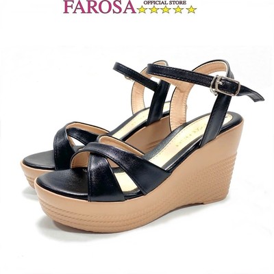 Giày sandal siêu nhẹ đế xuồng nữ FAROSA quai chéo đế cao 9cm chất da mềm cực êm -TK4