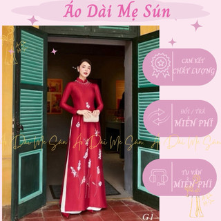 [Sẵn Hàng]  dài đỏ áo dài mẹ áo dài sui đính kết thủ công mềm mại sang trọng