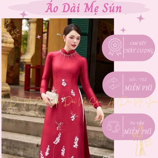 [Sẵn Hàng]  dài đỏ áo dài mẹ áo dài sui đính kết thủ công mềm mại sang trọng