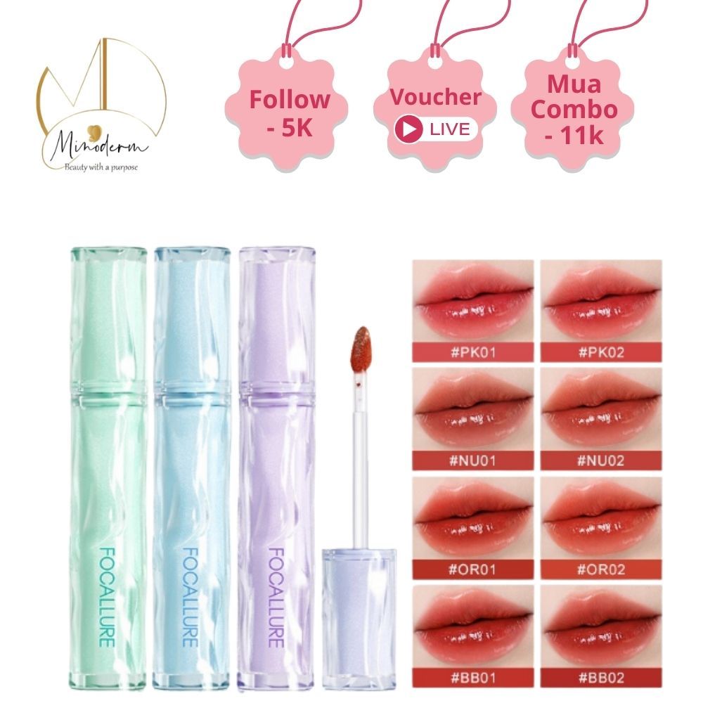 Son Tint FOCALLURE Siêu Căng Bóng Mọng, Nước Lâu Trôi, Không Bết Dính 2g L22