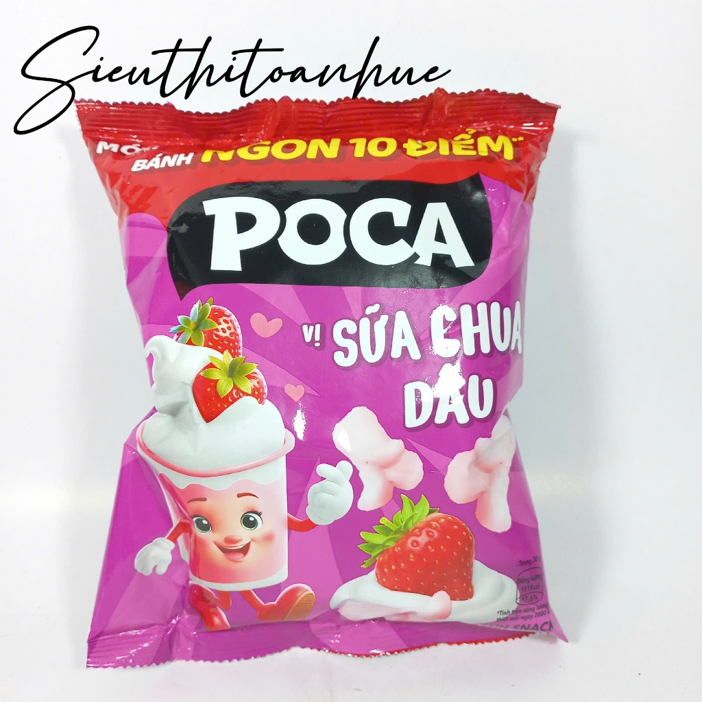 Combo 10 Bánh Snack Bim Bim Poca Vị Sữa Chua Dâu 30g