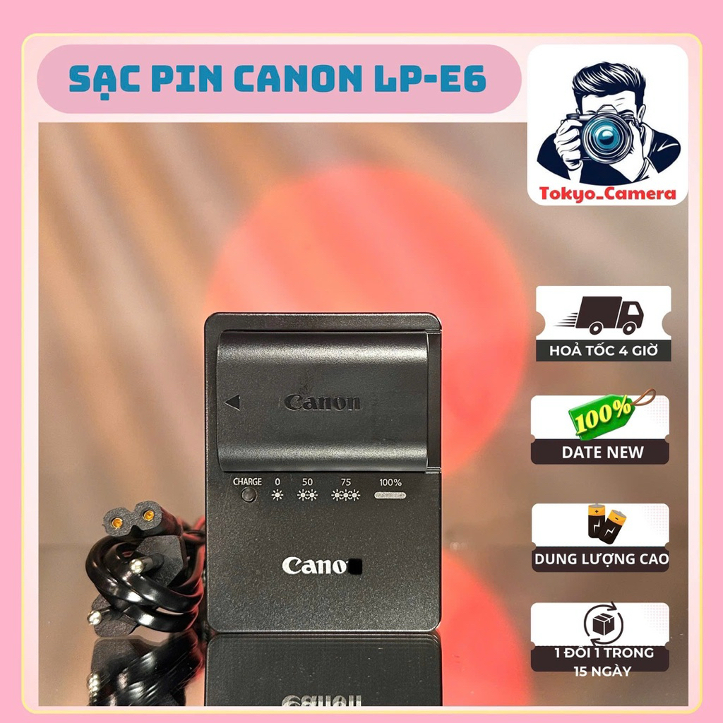 Sạc pin Canon LP-E6 dùng cho 5D Mark II, 5D Mark III, 5D Mark IV, 5DS, 5DS R, Canon EOS 60D series: 