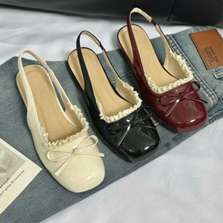  Giày sục búp bê nữ - có quai hậu chất da bóng mix ren phong cách trẻ trung siêu đep mã qv58 