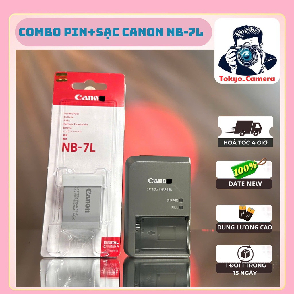 Bộ Sạc Pin Canon NB-7L(Combo Hãng )dùng cho Canon PowerShot G Series: G10, G11, G12, Canon PowerShot