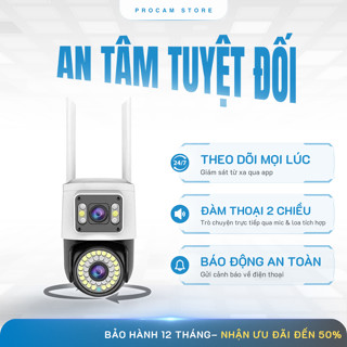 Camera An Ninh Wifi V360Pro Ngoài Trời 2 Mắt 2 Màn Hình, Báo Động Chống Trộm, Đàm Thoại 2 Chiều - Procam Store