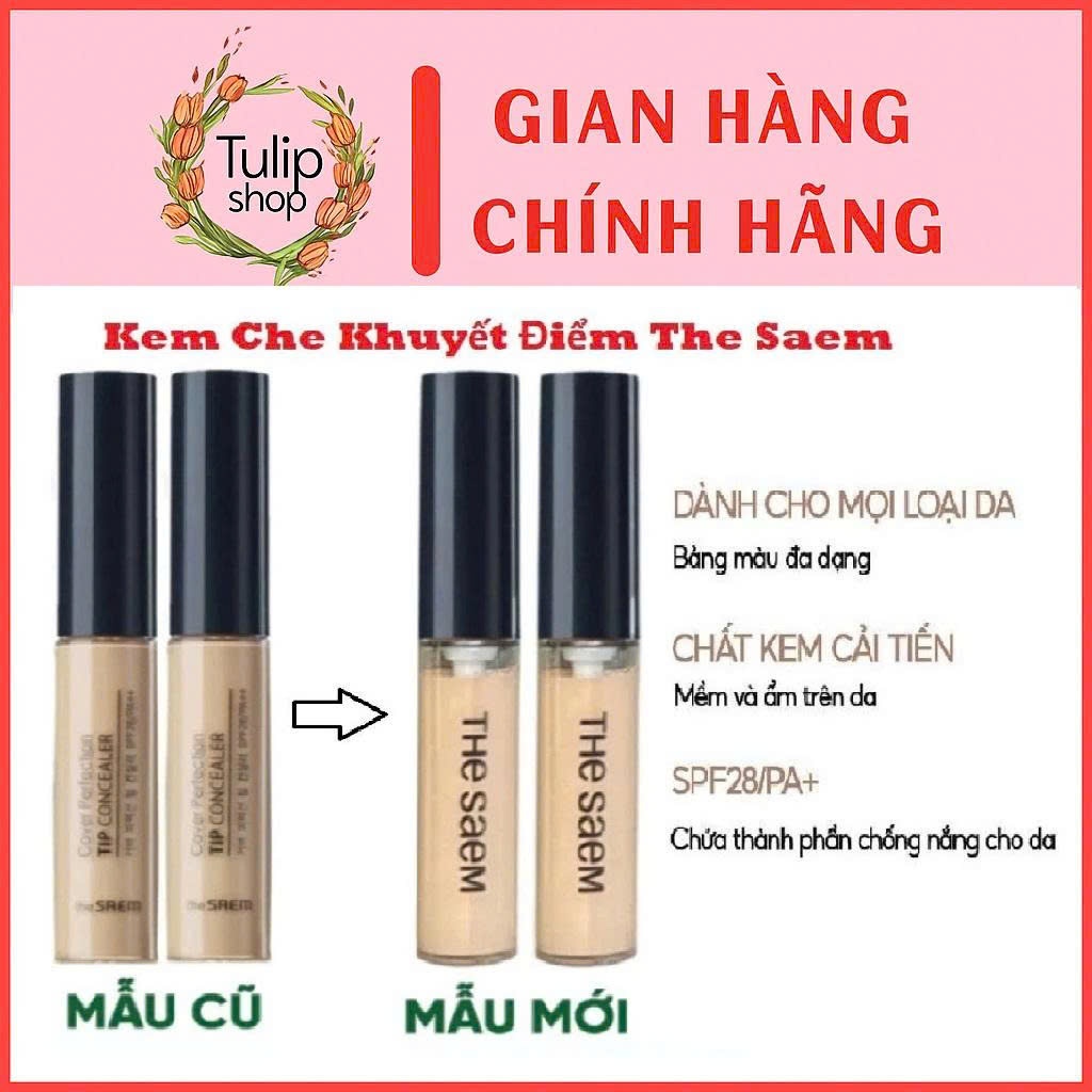 Kem Che khuyết điểm The Saem Cover Perfection Tip Concealer tone 1 - 1.5 - 2 Hàn Quốc