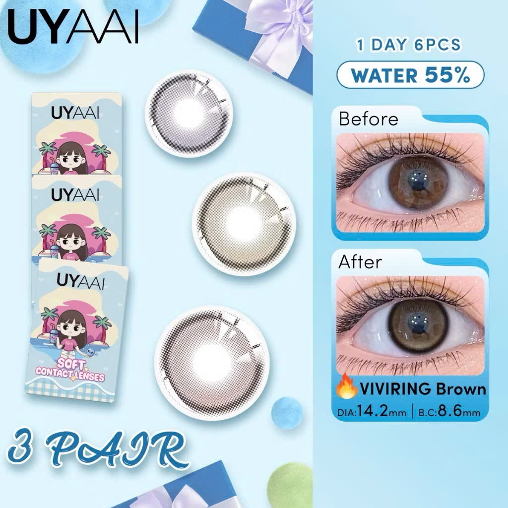 [HỎA TỐC HCM] Series lens 1 ngày VIVIRING – UYAAI giãn 14.2mm (Giá 1 Đôi)