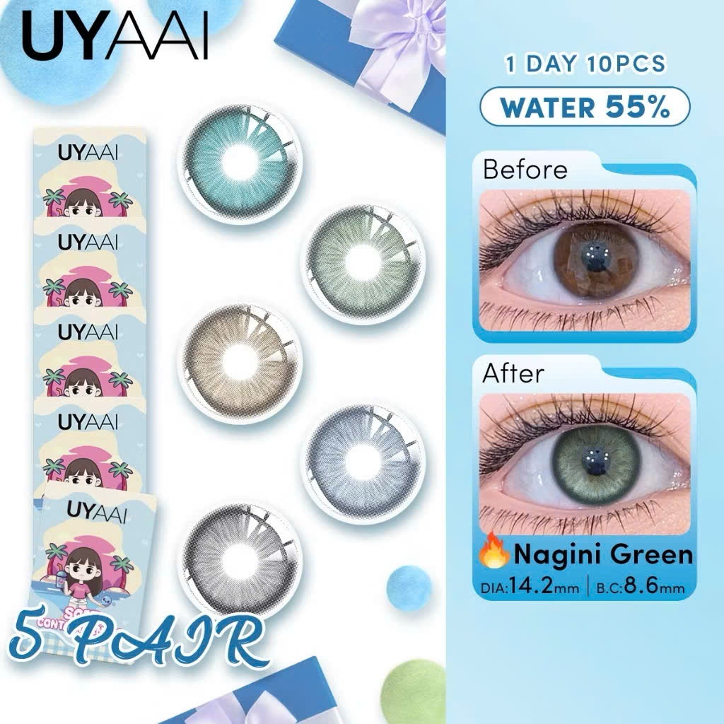 [HỎA TỐC HCM] Series Lens 1 Ngày UYAAI Nagini giãn nhẹ 14.2mm (Giá 1 Đôi)