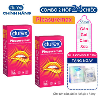 Bộ 2 hộp Durex Pleasuremax gân gai tăng khoái cảm (size 56mm, 12 bao/hộp)