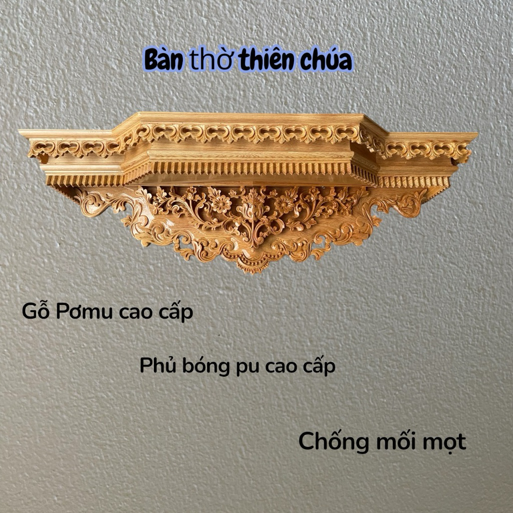 mẫu bàn thờ thiên chúa bằng gỗ Pơmu -Bàn thờ chúa treo tường