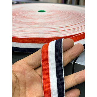 Thun sọc 3cm may lưng quần màu đỏ trắng và xanh đen, giá bán theo phân loại