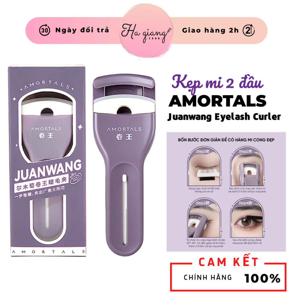 Kẹp Mi Hai Đầu Amortals Juanwang Eyelash Curler - Bấm Mi Đa Năng Kèm Lược Amortals Eyelash Curler