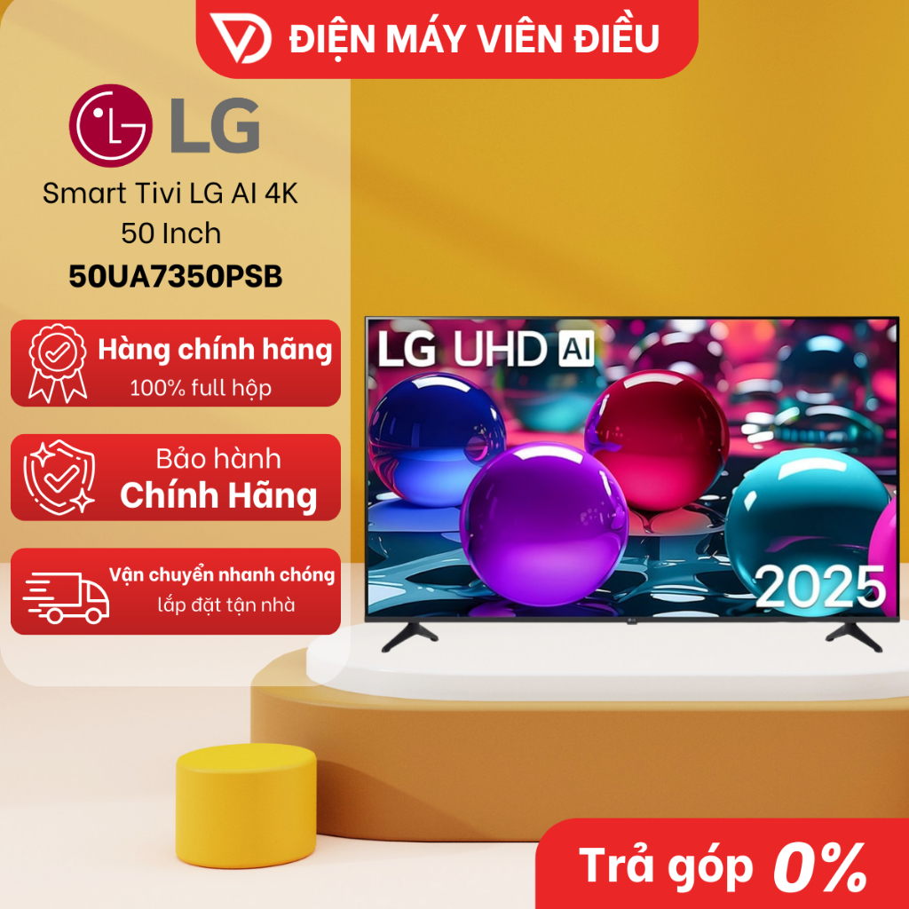 [FREESHIP NGHỆ AN] Smart Tivi LG AI 4K 50 Inch 50UA7350PSB, Độ phân giải 4k, Mẫu mới đẹp mắt