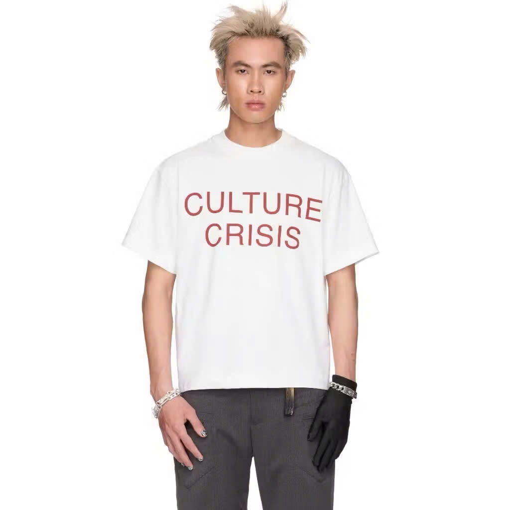[Thanh Lý] BEUTER - Áo Thun Ngắn Tay Culture Crisis White Boxy T-shirt