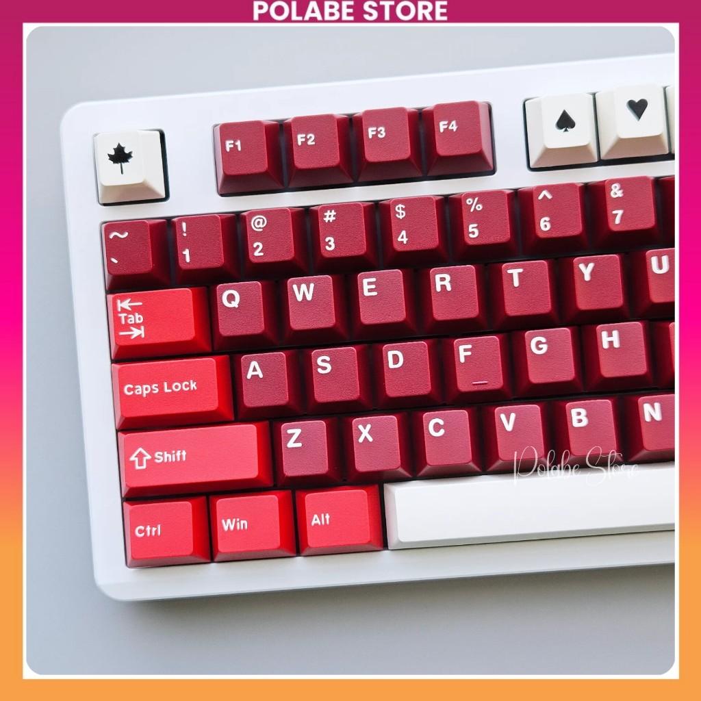 Keycap Jamon cherry profile keycap CMK Jamon Red White bàn phím cơ Polabe Store Keycap Đỏ đậm trắng