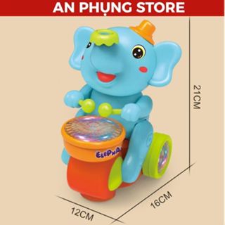   LOẠI 1 NHẬP KHẨU  Đồ Chơi Con Voi Thổi Bóng Lơ Lửng Voi Ảo Thuật Đánh Trống Kèm Nhạc Đèn Di Chuyển Cảm Biến Cho Bé 