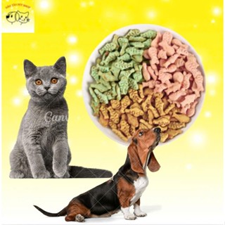  Bánh cá mix 3 màu cho mèo - Đồ ăn vặt cho mèo - Thức ăn cho mèo tiêu búi lông vị cá 500g 