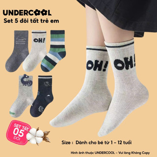 Set 5 Đôi Tất Vớ Trẻ Em UNDERCOOL Cotton Mềm Mại Co Giãn Cho Bé Trai Bé Gái 1-12 Tuổi Họa tiết ngộ nghĩnh - CB-TC103