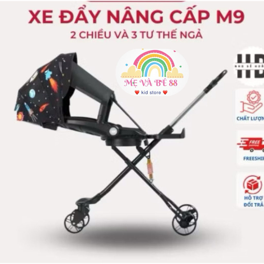 Xe đẩy nâng cấp M9 2 chiều 3 tư thế ngả sâu có giảm sóc cho bé yêu