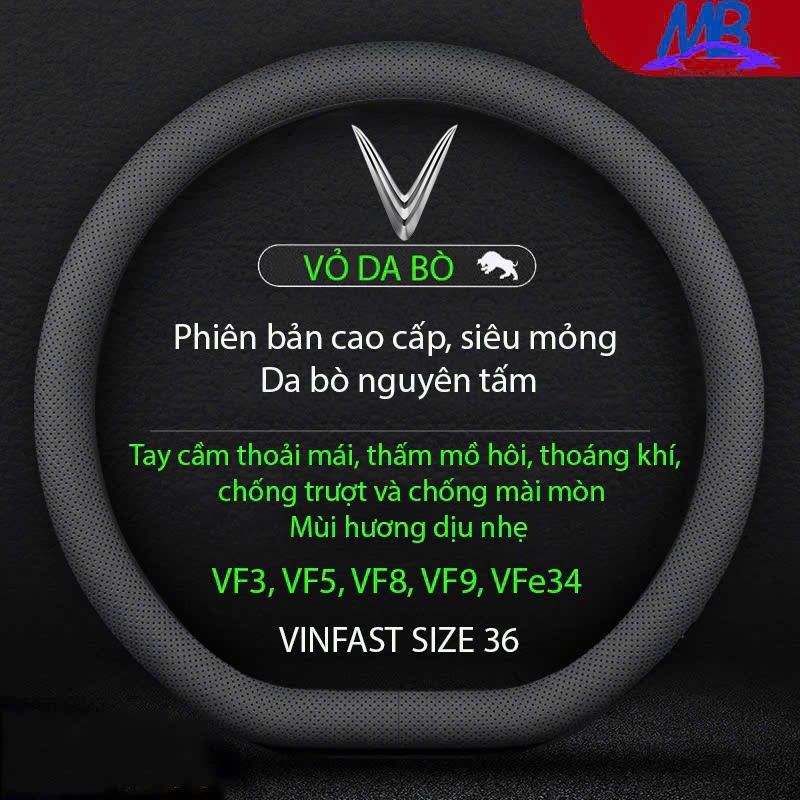 Bọc Vô Lăng Vinfats VF3,VF5,VF8,VF9,VFe34 Chất liệu da bò
