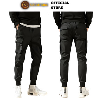 Quần Jogger Túi Hộp Nam Nữ Cạp Chun Bo Gấu Vải Kaki Co Giãn Mềm Mịn Thoải Mái Form Chuẩn (H8N)