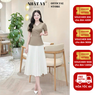  Áo công sở Nhật Vy  KHÔNG KÈM VÁY  peplum cổ V nhún eo cách điệu chất lụa phù hợp đi chơi - D3483 