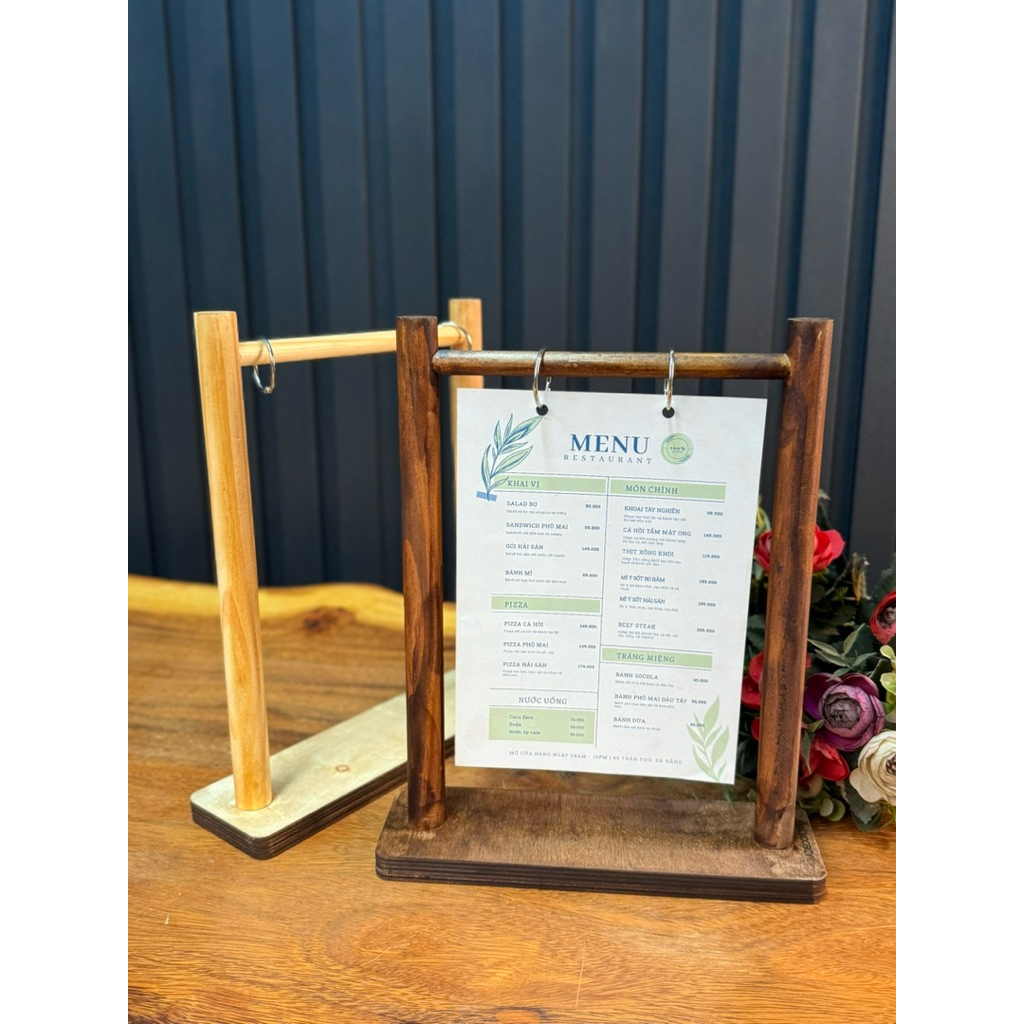 Giá treo menu size A5, Khung gỗ Thông đế plywood phủ veneer - Gxhome