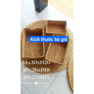 Bộ 3 chiếc giỏ lục bình đựng đồ hình chữ nhật