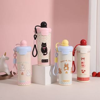  Bình Nước Giữ Nhiệt Núm Nổi 600ML Nhiều Màu Pastel 