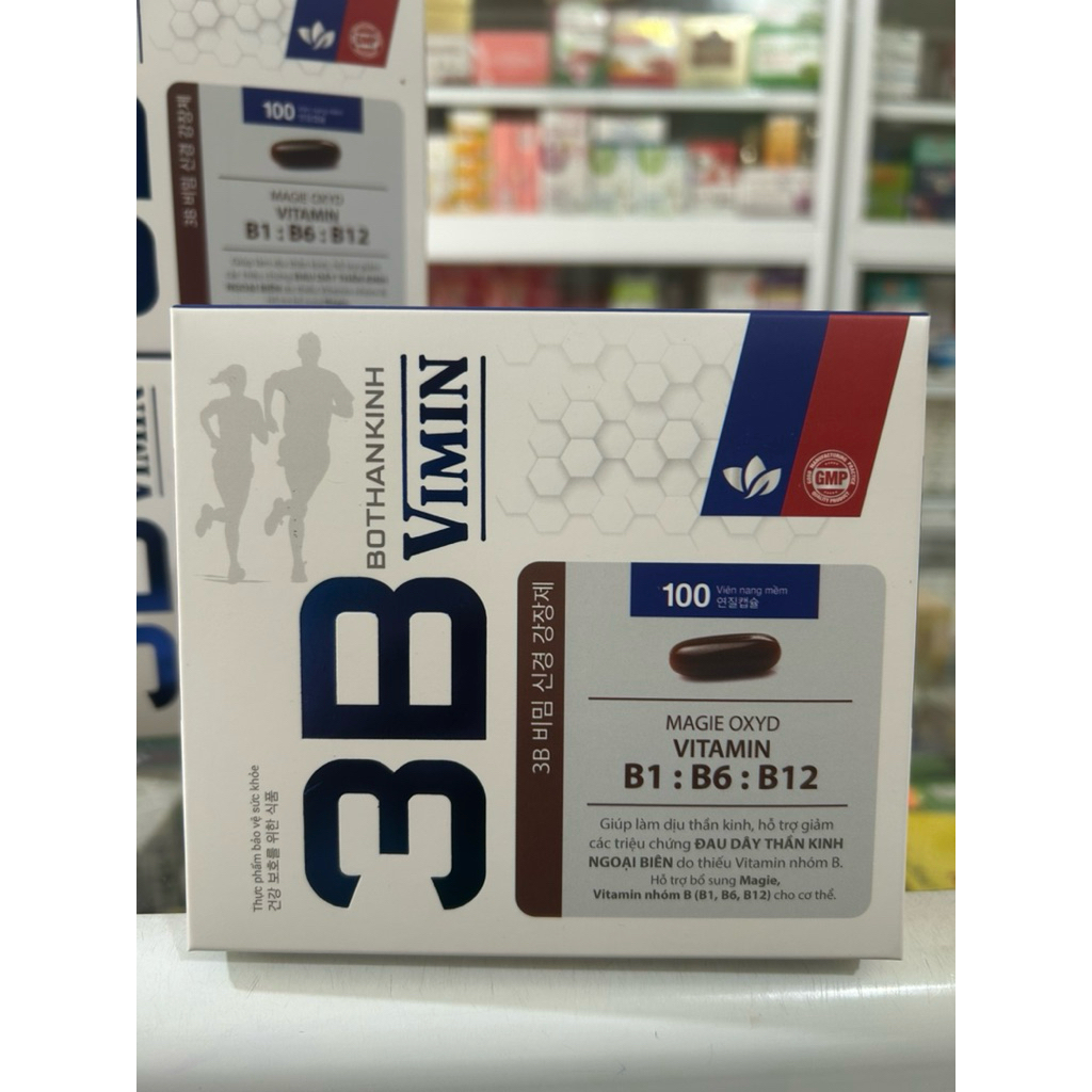 Bổ thần kinh 3B vimin- bổ sung Magie, vitamin B, hỗ trợ giảm đau dây thần kinh (hộp 100 viên)mẫu mới