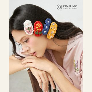  TINH MƠ - Kẹp tóc crochet hoa thủ công – Kẹp hoa cài tóc vintage kẹp tóc len móc dễ thương 